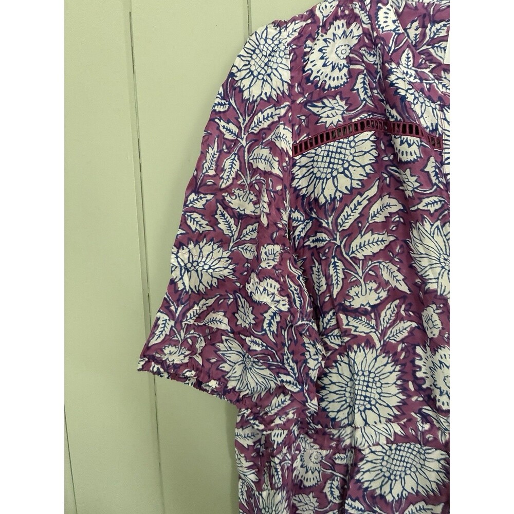 Emerson Fry Maxi Dress XL Lucy 4 Love Thomas Long Floral Purple Boho Button - Picture 3 of 8